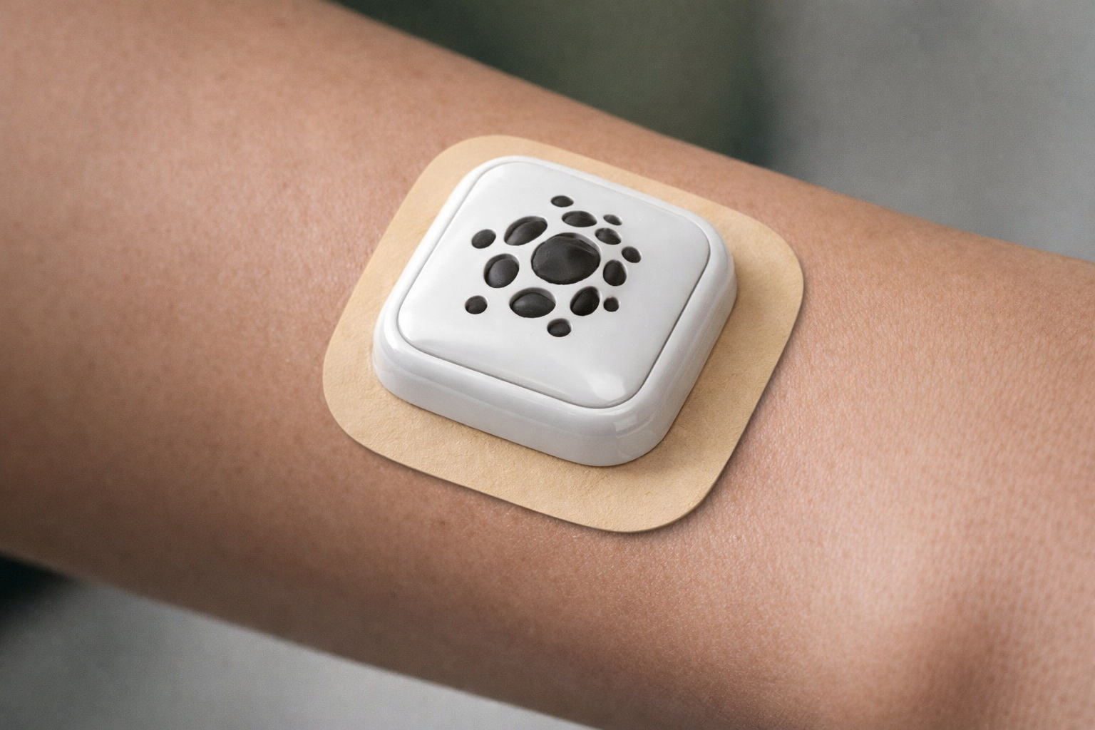 ClotGuard wearable biosensor patch on arm
